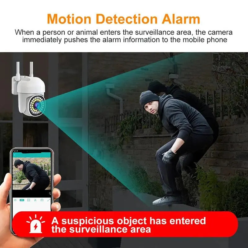 Wifi Security Outdoor Waterproof PTZ Auto Tracking Audio CCTV Surveillance 1080P 360 IP Cameras with Google Home Alexa